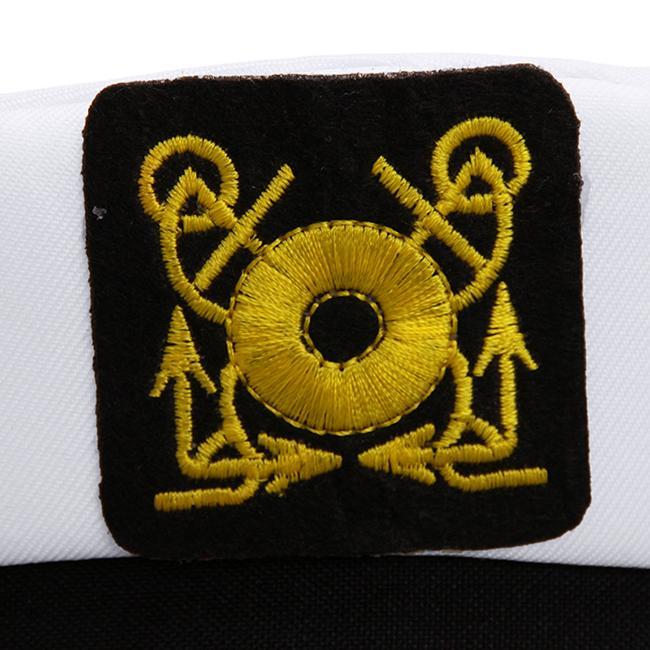 Navy and Gold LC Logo - Men's Adults White Fancy Dress Yacht Boat Captain Hat Navy Cap ...