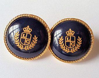 Navy and Gold LC Logo - Signed lc earrings