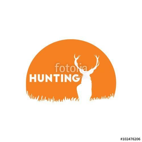 Deer in an Orange Circle Logo - Hunting LOGO Deer at sunset