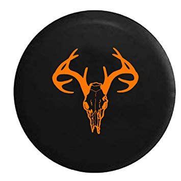 Deer in an Orange Circle Logo - Orange Skull Antlers Hunting Archery Bone