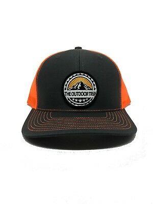 Deer in an Orange Circle Logo - SNAPBACK BALL CAP Duck and Turkey Hunting with Brown Mesh