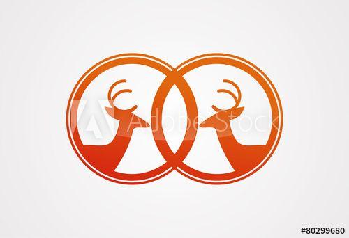 Deer in an Orange Circle Logo - Deer logo christmash logo vector - Buy this stock vector and explore ...