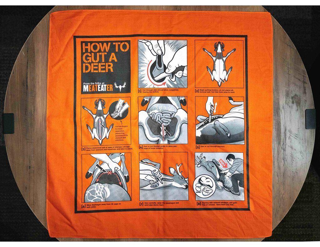 Deer in an Orange Circle Logo - MeatEater Store - How to Gut a Deer Bandana