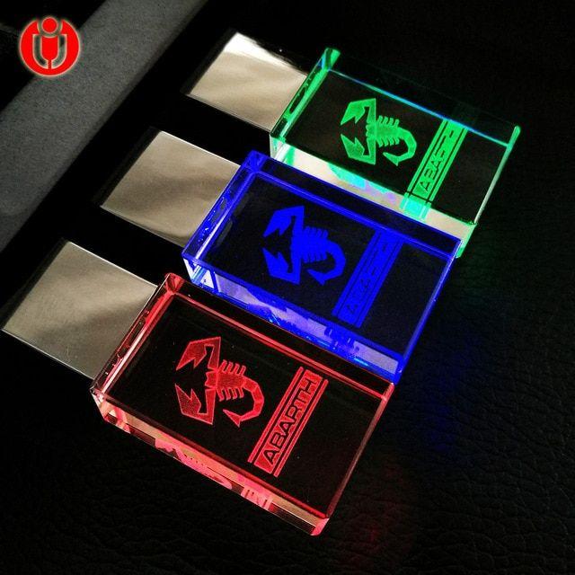 Custom LED Automotive Logo - Crystal glass USB Flash Drive 64gb, Personality cars Logo pen drive