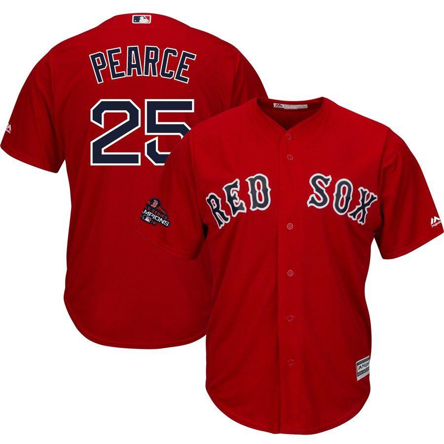 Boston Red Sox Team Logo - Men's Majestic Steve Pearce Scarlet Boston Red Sox 2018 World ...