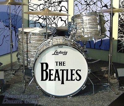 Beatles Head Logo - THE BEATLES, '64 US Tour, Repro Logo Decal Set, for 22” Bass Drum