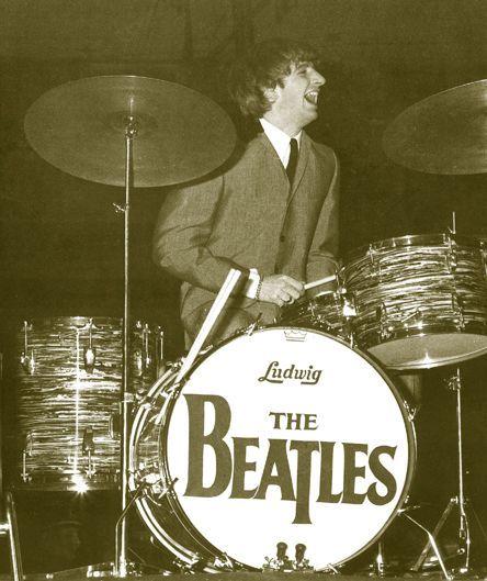 Beatles Head Logo - Ringo with the most famous drum head logo in the world. Drums