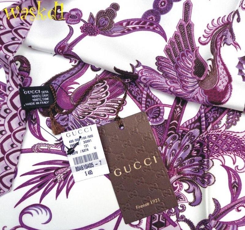 Purple Phoenix Logo - GUCCI purple PHOENIX birds Floral TOPAUDE silk scarf HALTER top NWT