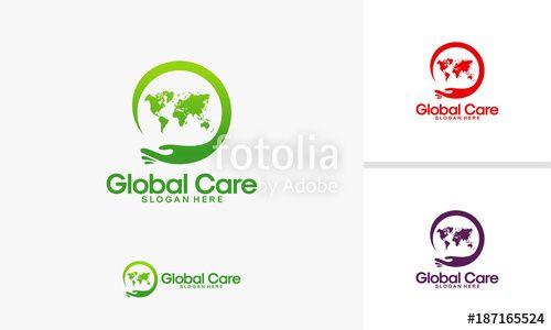 World Charity Logo - Global Care logo designs vector, World Charity logo template