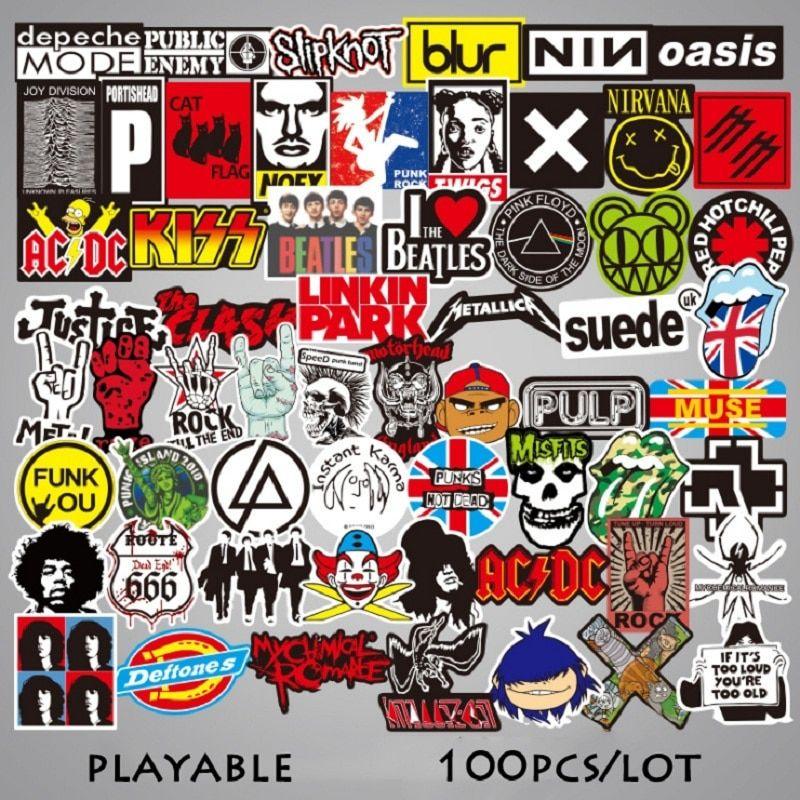 Old Rock Band Logo - 100pcs Rock Band Logo Personality Doodle Sticker Suitcase Fridge Car  Motorcycle Graffiti Sticker Classic Toy For Children's Gift