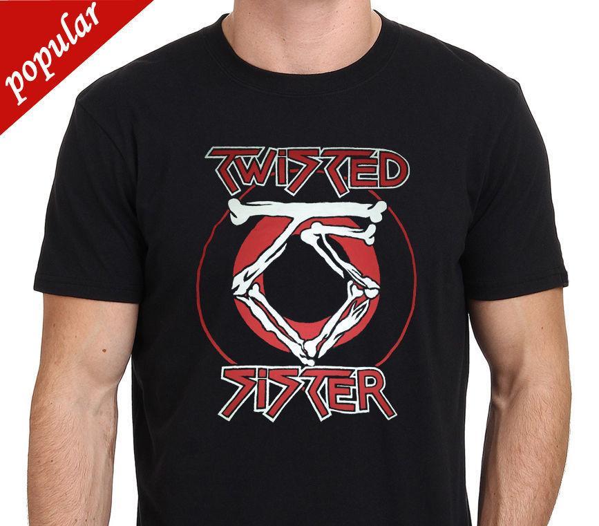 Old Rock Band Logo - TWISTED SISTER Old School Rock Band Logo Men's T Shirt Size:S M L XL XXL New Short Sleeve Round Collar Mens T Shirts Fashion