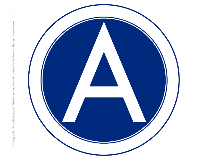 Dark Blue Circle Logo - Inch Printable Circle Banner Letters. Circle Alphabet Letters
