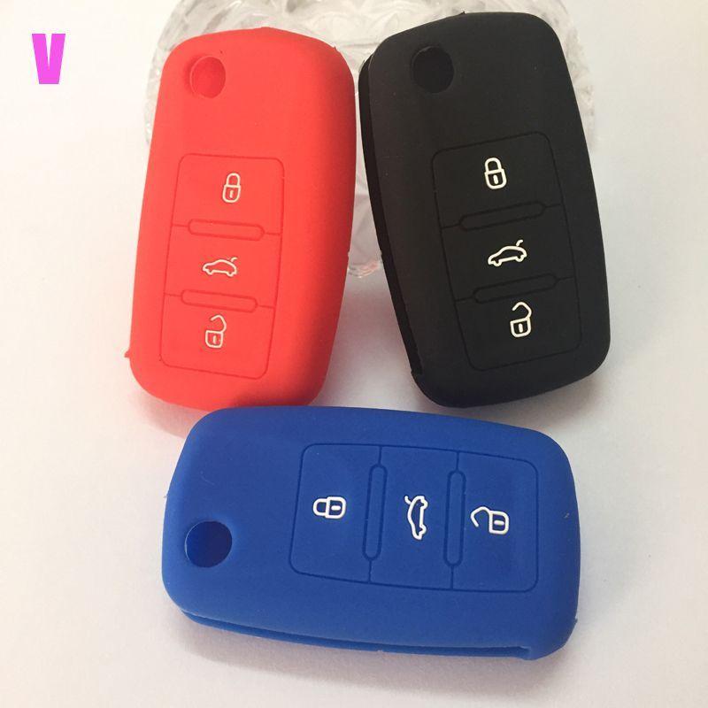 FOB Cross Logo - Silicone rubber car key fob protected case cover for WOLFSBURG