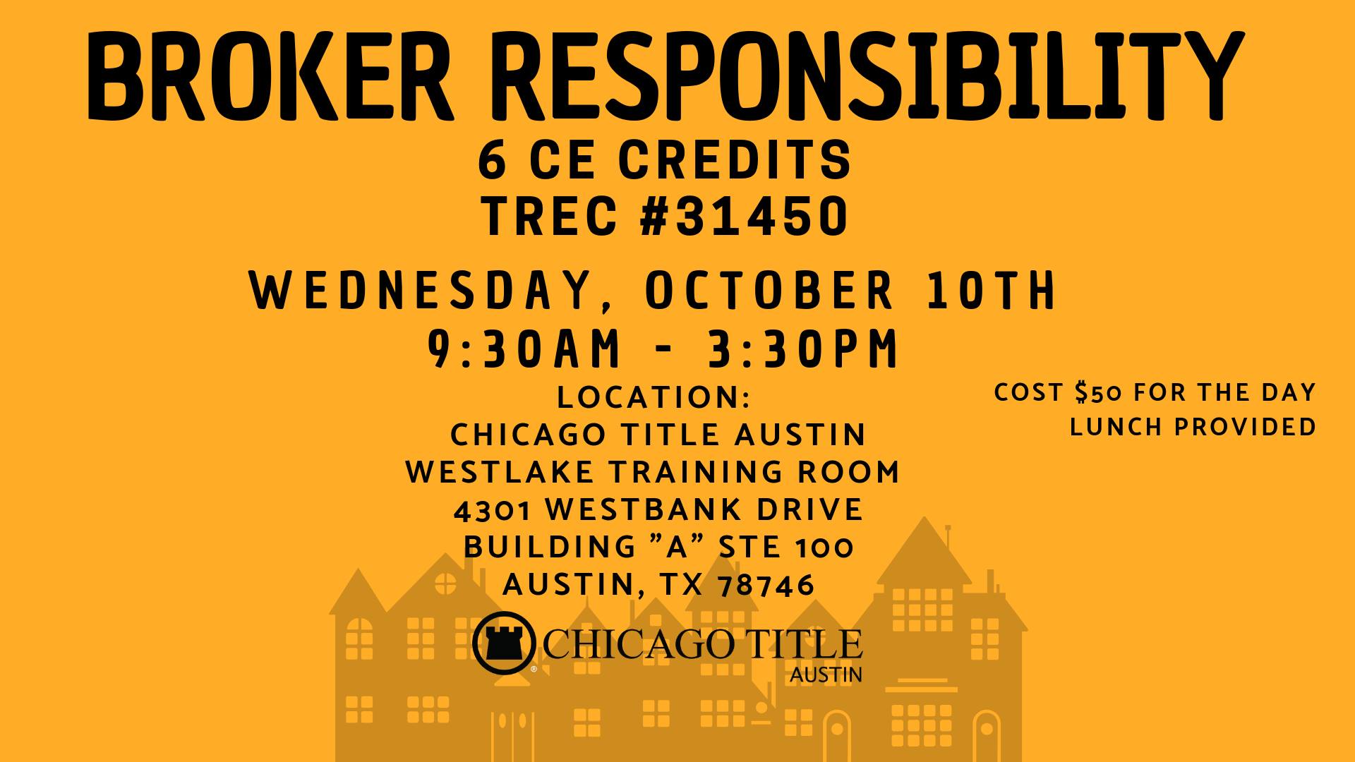 Chicago Title of Texas Logo - Chicago Title: Broker Responsibility Class | Realty Line of Austin
