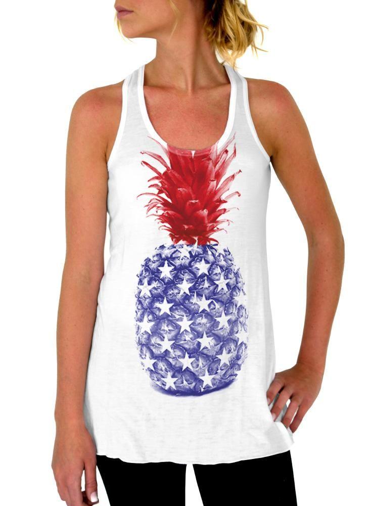Red Blue Pineapple Logo - Red and Blue Pineapple, American Flag, Flowy Tank Top – Resisdentz