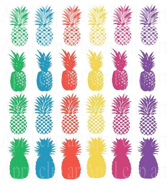 Red Blue Pineapple Logo - 50% off Sale Pineapple Silhouettes Clip Art Set, Digital Clipart ...