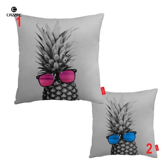 Red Blue Pineapple Logo - Gray Funny Red Blue Sunglasses Pineapple Fruit Print Decorative ...