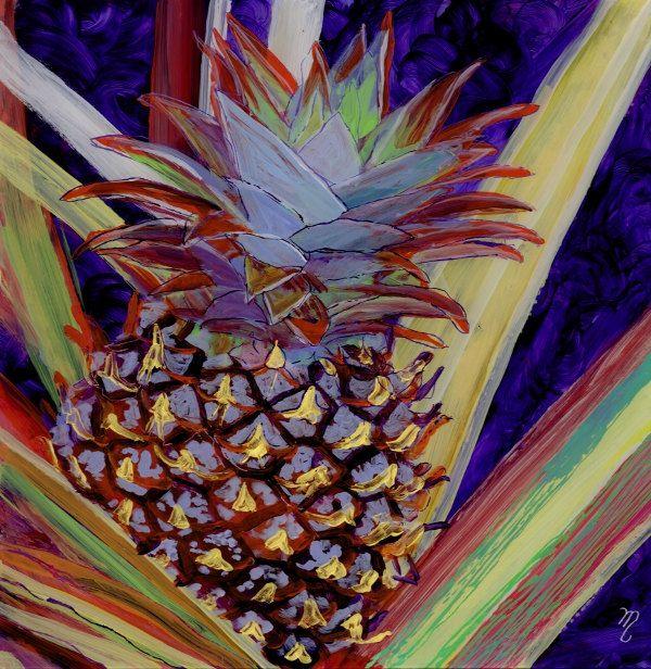 Red Blue Pineapple Logo - Pineapple Reverse Acrylic Painting by Marionette from Kauai Hawaii ...