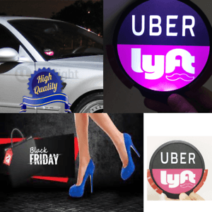 Cab Car Logo - UberLyft Sign Led Light Bright Glowing Car Logo Wireless Cab Top ...