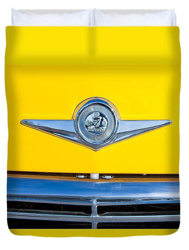 Cab Car Logo - Checker Taxi Cab Emblem Duvet Cover