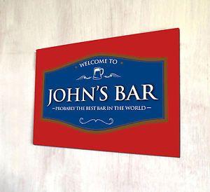 Red and Blue Bar Logo - Personalised with any name Welcome Best Bar Red & Blue Beer Label A4
