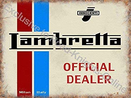 Red and Blue Bar Logo - RKO Lambretta Scooter Official Dealer. Innocenti. Logo on white, red ...