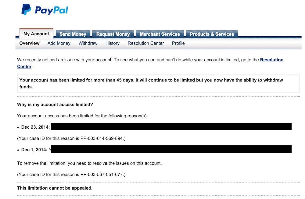 Your account is limited. PAYPAL withdrawal limitations. PAYPAL account blocked. Add money PAYPAL account. Fake PAYPAL Balance.