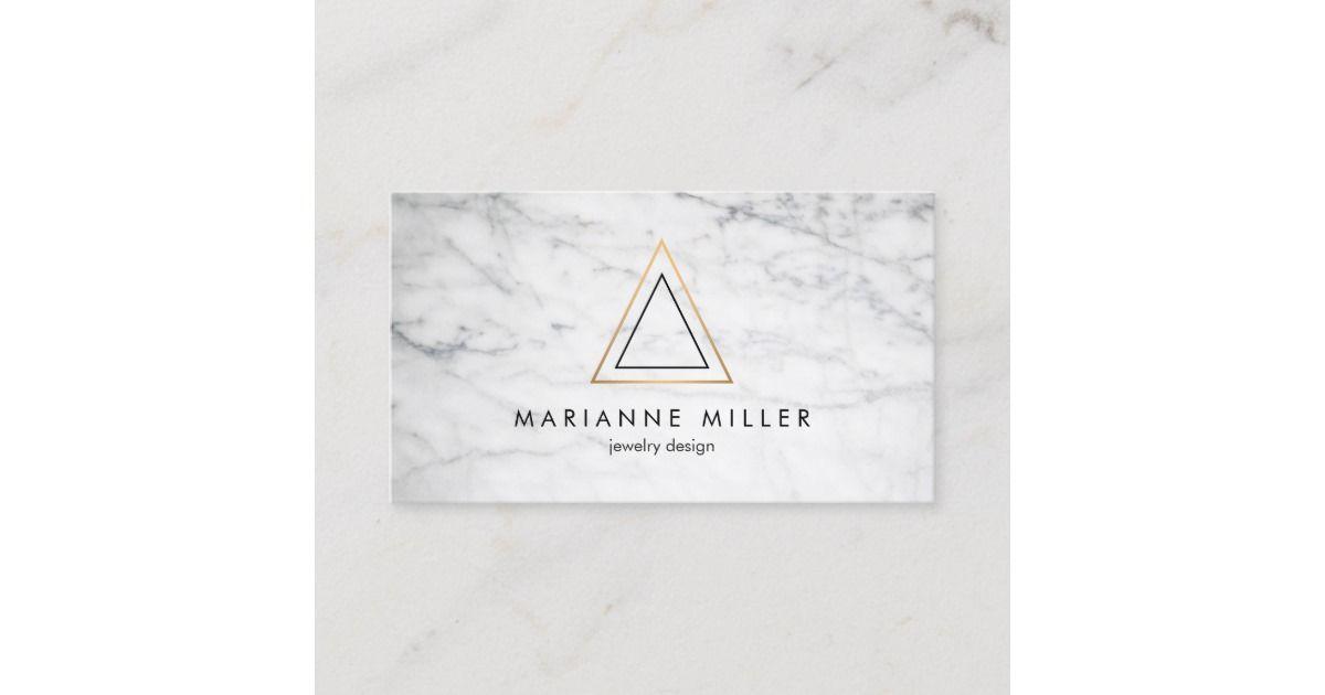 Black and White Triangles Logo - Edgy Rose Gold Triangle Logo White Marble Business Card. Zazzle.co.uk