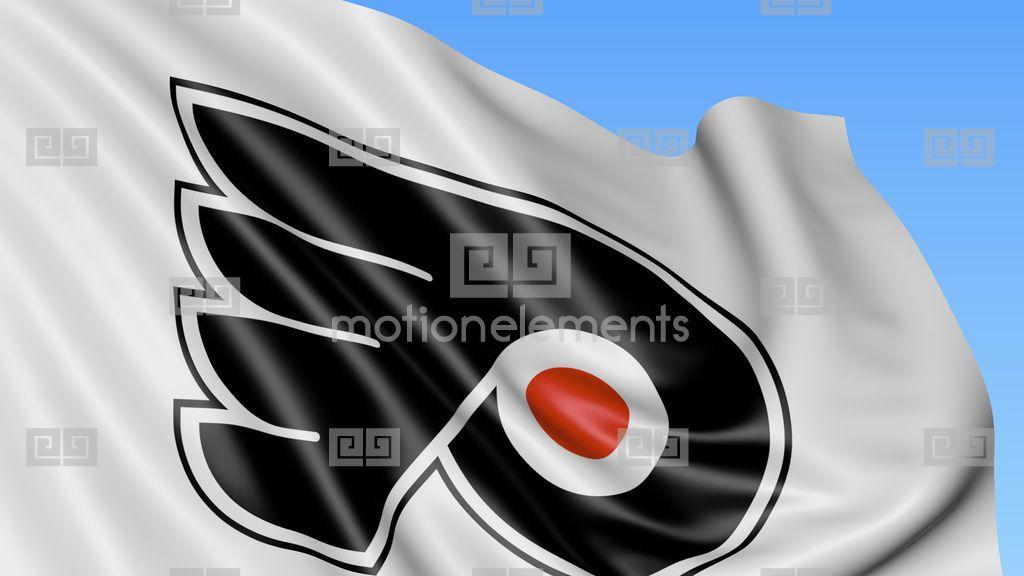 Flyers NHL Team Logo - Close-up Of Waving Flag With Philadelphia Flyers NHL Hockey Team ...