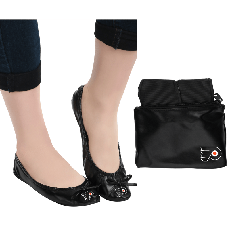 Flyers NHL Team Logo - Philadelphia Flyers NHL Team Logo Womens Foldable Flats Shoes with Clu