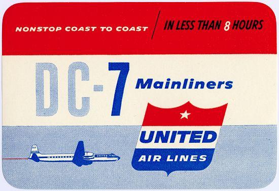 USA Airlines Logo - United Airlines (USA), 1950s; Logos, Baggage Labels, and Decals ...