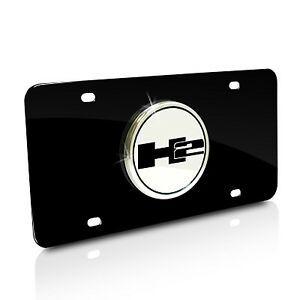 Hummer H2 Logo - Hummer H2 Logo on Black Stainless Steel License Plate with Lifetime ...