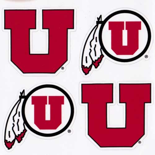 U of U Football Logo - Utah Utes Block U and Athletic Logo Decal 4 Pack | Utah Red Zone