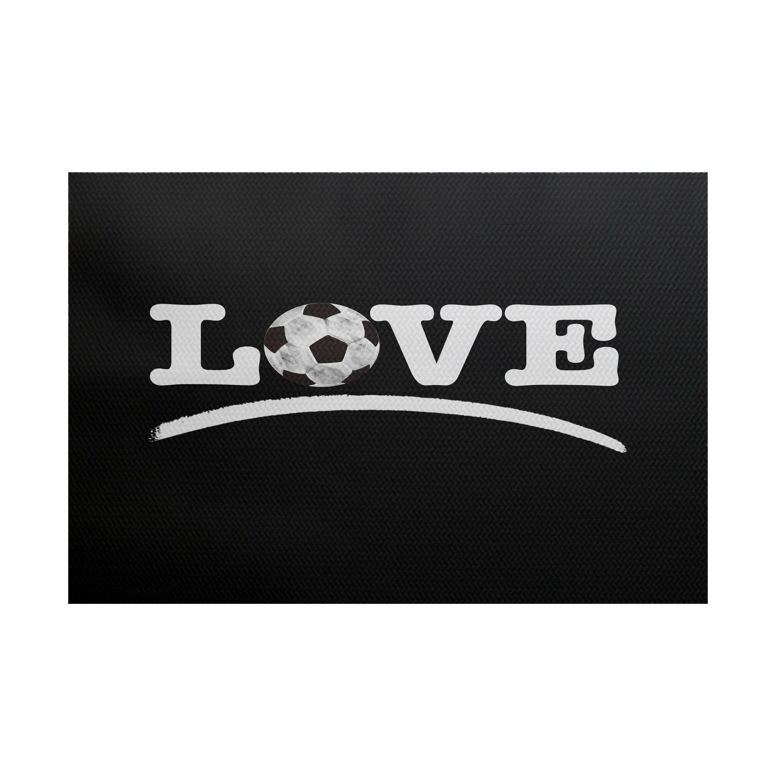 2 Black Word Logo - E by Design 2 x 3-ft, Love Soccer, Word Print Indoor/Outdoor Rug ...