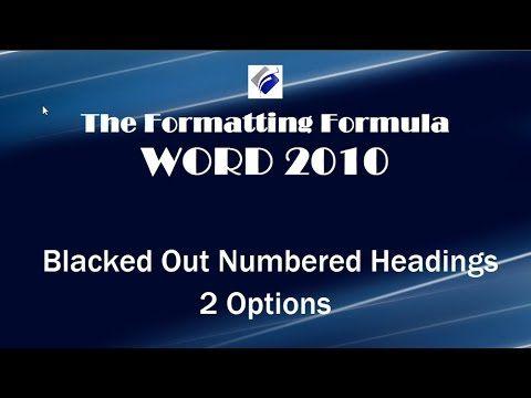 2 Black Word Logo - Word 2010 Black Out Numbered Headings 2 Options