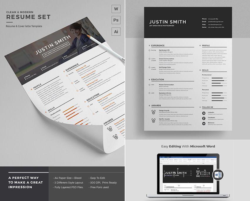 2 Black Word Logo - 25+ Professional MS Word Resume Templates With Simple Designs For 2019