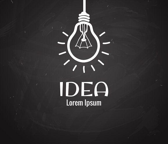 Light Bulb Logo - Light bulb idea logo on blackboard ~ Icons ~ Creative Market