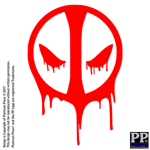 Car with Red Circle Logo - 1 x Deadpool Face Dripping-RED-Car,Van,Door,Window,Sticker,Sign,Wade ...