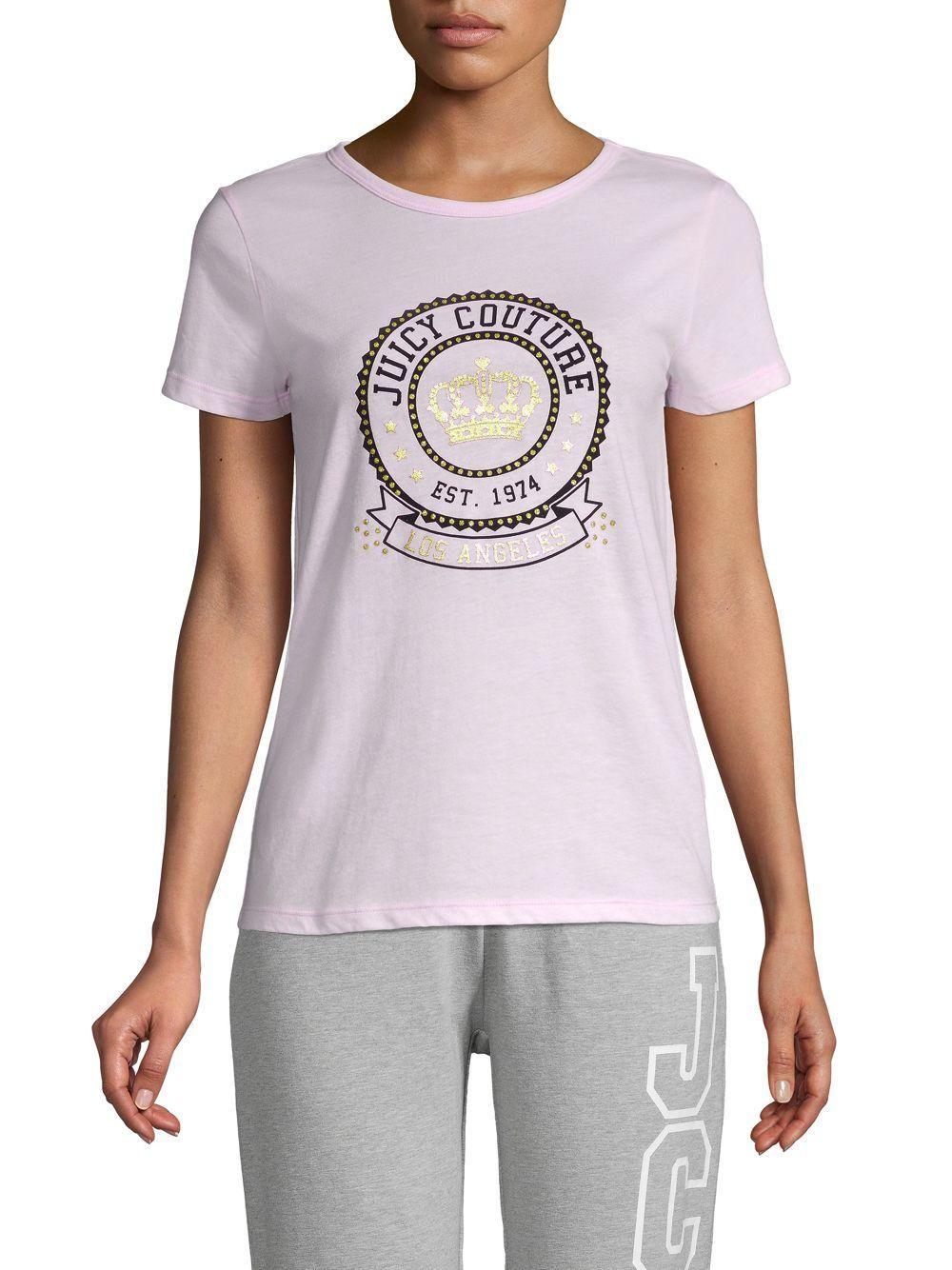 Juicy Couture Crown Logo - Juicy Couture Crown Logo Tee in Pink