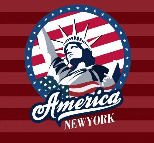 Red Statue Logo - America logo design liberty statue flag texts decor Free vector in ...