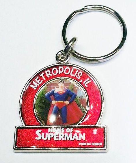 Red Statue Logo - Metropolis ILLINOIS Superman Small Red Logo Keychain
