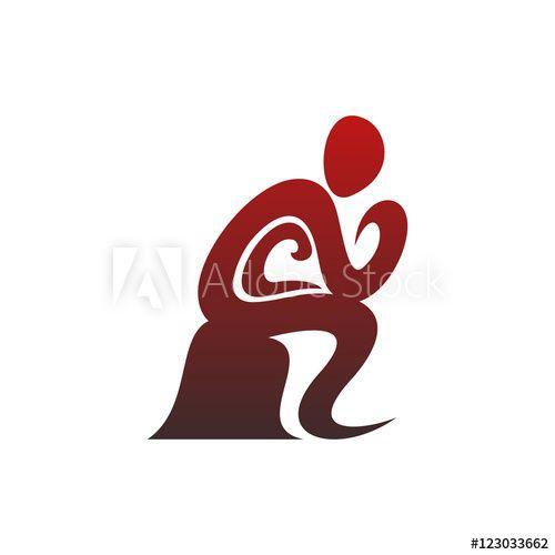 Red Statue Logo - Abstract Thinking Statue Logo Icon - Buy this stock vector and ...