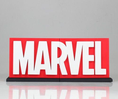 Red Statue Logo - Marvel Logo Bookends Statue