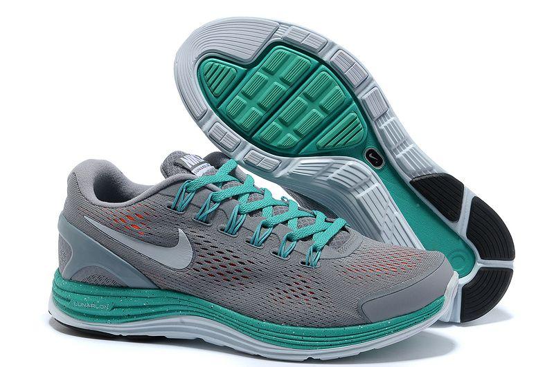 Green and Silver Logo - Colorful Wmns Nike Lunarglide +4 gray green with silver logo ...