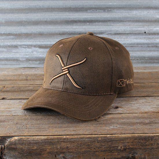 Ball with X Logo - Twisted X Brown Oilcloth Logo Ball Cap