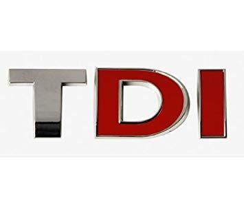 TDI Logo - TDI Chrome/Red Boot lid Badge Emblem Sticker: Amazon.co.uk: Car ...