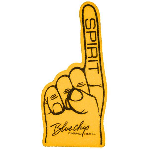 Yellow Finger Logo - School Logo 16” # 1 Foam Hands in Bulk” Promo Foam Cheer Fingers