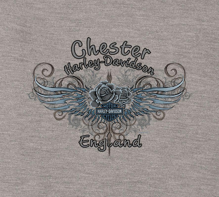 BS Butterfly Logo - Harley Davidson® Women's Grey Charming B&S® Butterfly Short Sleeve