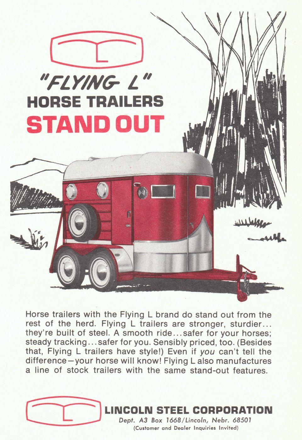 Flying L Horse Logo - Vintage. Horse trailers, Vintage ads, Vintage