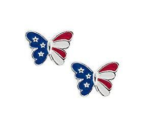 BS Butterfly Logo - Tomas Jewelry Sterling Silver USA American Flag Butterfly Post ...